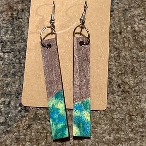 Hand painted wood earrings